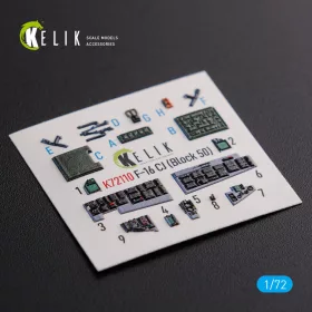   Kelik F-16 CJ (Block 50) interior 3D decals for Tamiya kit - 3D belsőtér-részletező matricakészlet