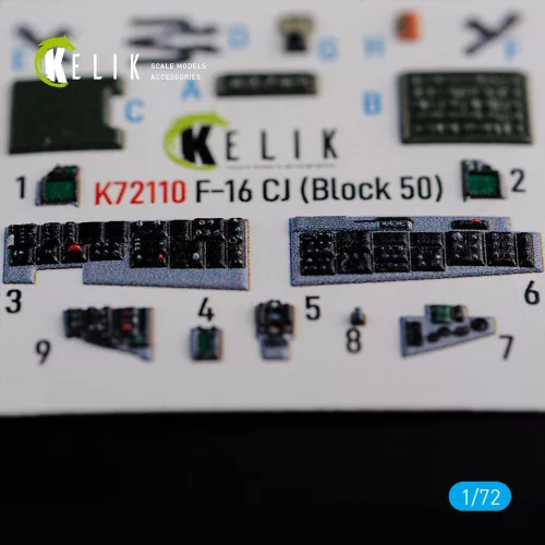 Kelik F-16 CJ (Block 50) interior 3D decals for Tamiya kit - 3D belsőtér-részletező matricakészlet