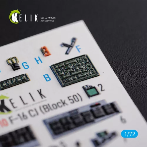 Kelik F-16 CJ (Block 50) interior 3D decals for Tamiya kit - 3D belsőtér-részletező matricakészlet