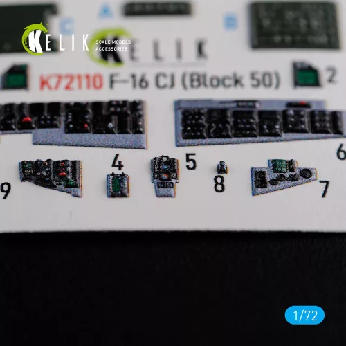 Kelik F-16 CJ (Block 50) interior 3D decals for Tamiya kit - 3D belsőtér-részletező matricakészlet