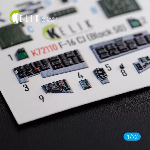 Kelik F-16 CJ (Block 50) interior 3D decals for Tamiya kit - 3D belsőtér-részletező matricakészlet