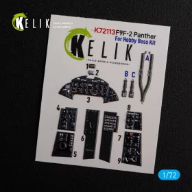   Kelik F9F-2 Panther interior 3D decals for HobbyBoss kit - 3D belsőtér-részletező matricakészlet