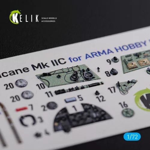 Kelik Hurricane Mk IIC interior 3D decals for Arma Hobby kit - 3D belsőtér-részletező matricakészlet