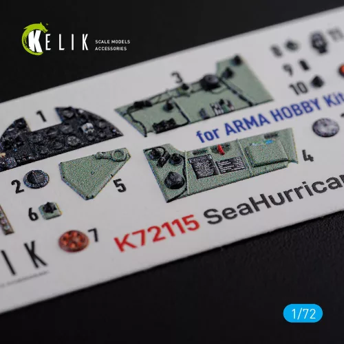 Kelik Sea Hurricane Mk I interior 3D decals for Arma Hobby kit - 3D belsőtér-részletező matricakészlet