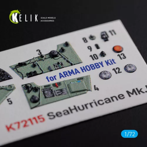 Kelik Sea Hurricane Mk I interior 3D decals for Arma Hobby kit - 3D belsőtér-részletező matricakészlet