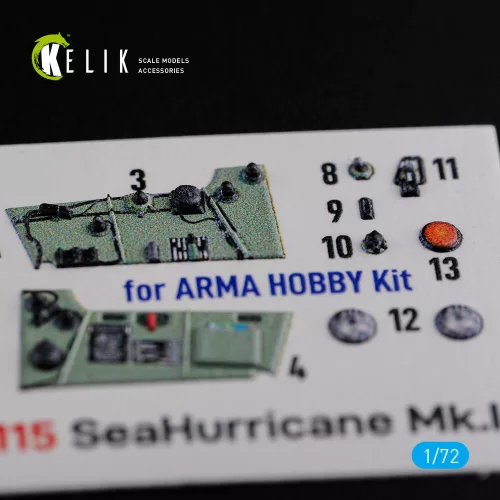 Kelik Sea Hurricane Mk I interior 3D decals for Arma Hobby kit - 3D belsőtér-részletező matricakészlet