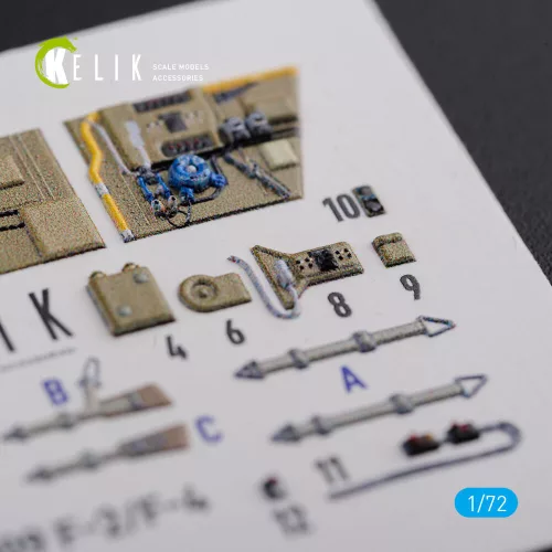 Kelik BF109-F2/F4 reconnaissance interior 3D decals for Fine Molds kit - 3D belsőtér-részletező matricakészlet