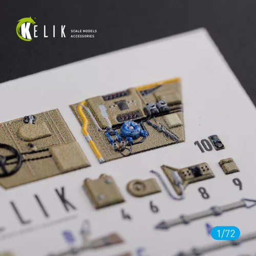 Kelik BF109-F2/F4 reconnaissance interior 3D decals for Fine Molds kit - 3D belsőtér-részletező matricakészlet