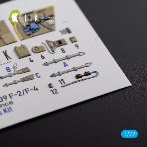 Kelik BF109-F2/F4 reconnaissance interior 3D decals for Fine Molds kit - 3D belsőtér-részletező matricakészlet