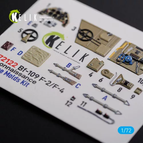 Kelik BF109-F2/F4 reconnaissance interior 3D decals for Fine Molds kit - 3D belsőtér-részletező matricakészlet