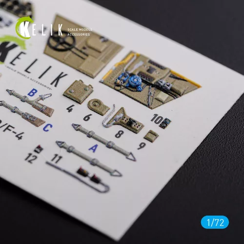 Kelik BF109-F2/F4 reconnaissance interior 3D decals for Fine Molds kit - 3D belsőtér-részletező matricakészlet