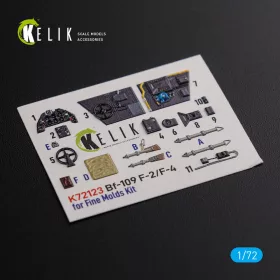   Kelik BF109-F2/F4 interior 3D decals for Fine Molds kit - 3D belsőtér-részletező matricakészlet
