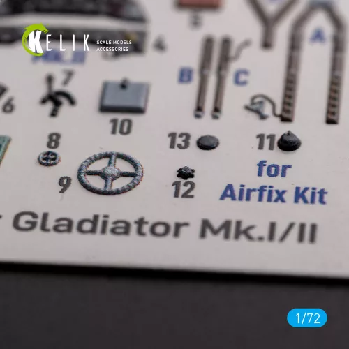 Kelik Gloster Gladiator Mk.I/II - interior 3D decals for Airfix kit - 3D belsőtér-részletező matricakészlet