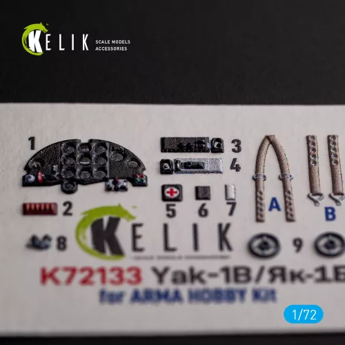 Kelik Yak-1B - interior 3D decals for Arma Hobby kit - 3D belsőtér-részletező matricakészlet
