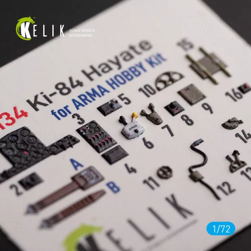 Kelik Ki-84 Hayate - interior 3D decals for Arma Hobby kit - 3D belsőtér-részletező matricakészlet