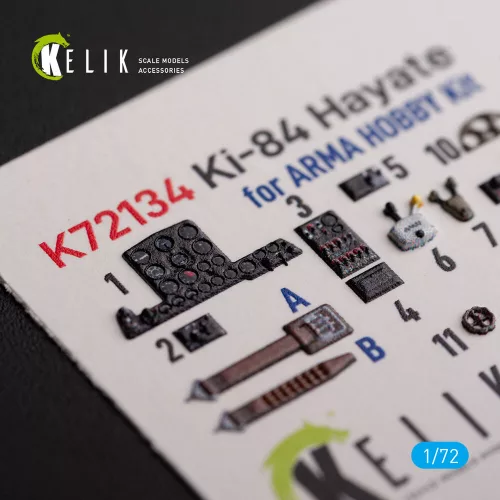 Kelik Ki-84 Hayate - interior 3D decals for Arma Hobby kit - 3D belsőtér-részletező matricakészlet
