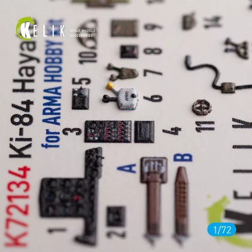 Kelik Ki-84 Hayate - interior 3D decals for Arma Hobby kit - 3D belsőtér-részletező matricakészlet