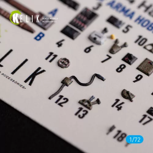 Kelik Ki-84 Hayate - interior 3D decals for Arma Hobby kit - 3D belsőtér-részletező matricakészlet