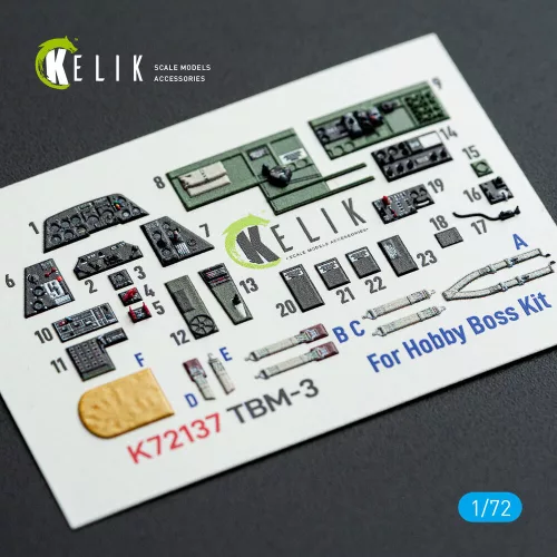 Kelik TBM-3 Avenger - interior 3D decals for HobbyBoss kit - 3D belsőtér-részletező matricakészlet