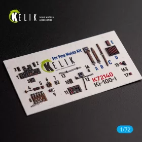   Kelik Ki-100-I - interior 3D decals for FineMolds kit - 3D belsőtér-részletező matricakészlet