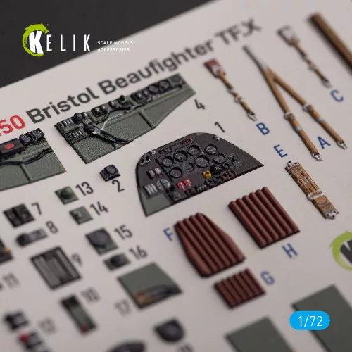 Kelik Bristol Beauhfighter TF.X - interior 3D decals for Airfix kit - 3D belsőtér-részletező matricakészlet