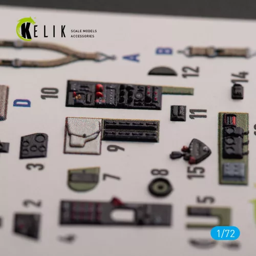 Kelik F4U-1A Corsair - interior 3D decals for Tamiya kit - 3D belsőtér-részletező matricakészlet