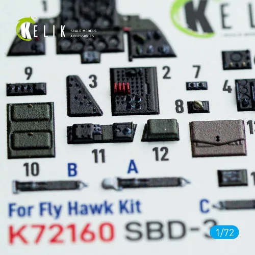 Kelik SBD-3 Dauntless - interior 3D decals for FlyHawk kit - 3D belsőtér-részletező matricakészlet
