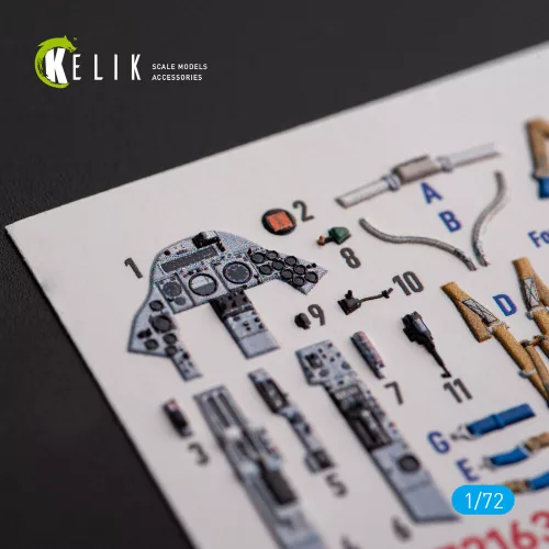 Kelik F.2A Lighting - interior 3D decals for Airfix kit - 3D belsőtér-részletező matricakészlet