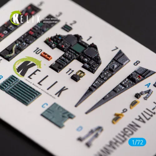 Kelik F-117A NIGHTHAWK - interior 3D decals for Hasegawa kit - 3D belsőtér-részletező matricakészlet