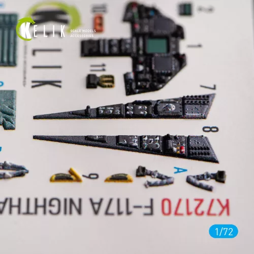 Kelik F-117A NIGHTHAWK - interior 3D decals for Hasegawa kit - 3D belsőtér-részletező matricakészlet
