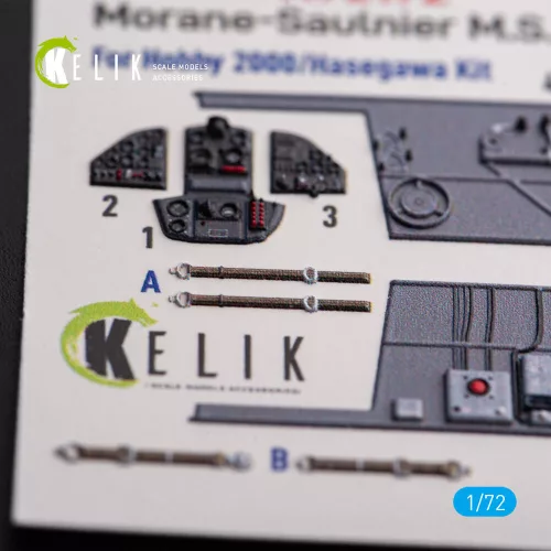 Kelik Morane-Saulnier M.S.406 - interior 3D decals for Hobby 2000/Hasegawa kit - 3D belsőtér-részletező matricakészlet
