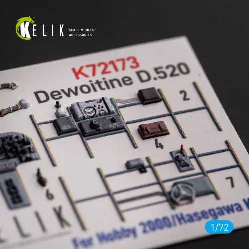 Kelik Dewoitine D.520 - interior 3D decals for Hobby 2000/Hasegawa kit - 3D belsőtér-részletező matricakészlet