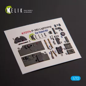   Kelik P-38J Lightning – 3D belsőtér-részletező matricakészlet, Italeri/Academy makettekhez