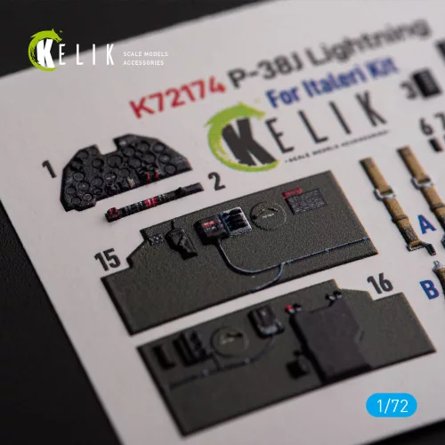 Kelik P-38J Lightning – 3D belsőtér-részletező matricakészlet, Italeri/Academy makettekhez