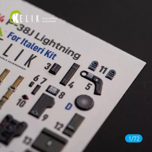 Kelik P-38J Lightning – 3D belsőtér-részletező matricakészlet, Italeri/Academy makettekhez