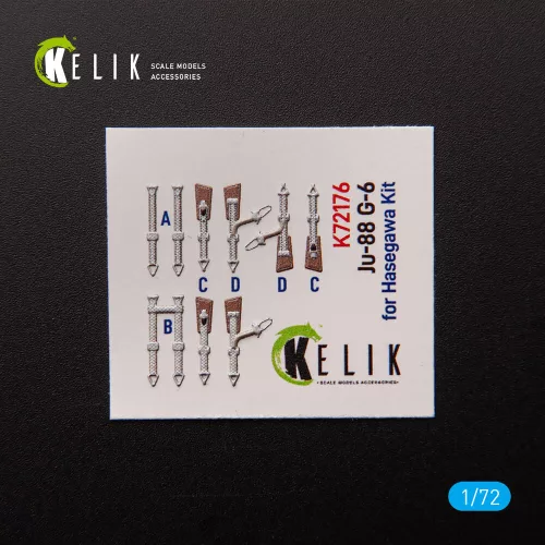 Kelik Ju88 G-6 - interior 3D decals for Hasegawa kit - 3D belsőtér-részletező matricakészlet