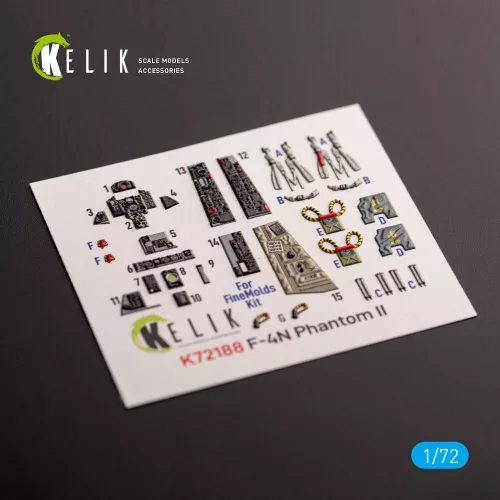 Kelik F-4N Phantom - interior 3D decals for FineMolds kit - 3D belsőtér-részletező matricakészlet