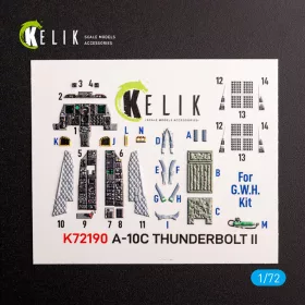   Kelik A-10C Thunderbolt II - interior 3D decals for GWH kit - 3D belsőtér-részletező matricakészlet