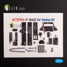   Kelik F-84G Thunderjet - interior 3D decals for Tamiya kit - 3D belsőtér-részletező matricakészlet