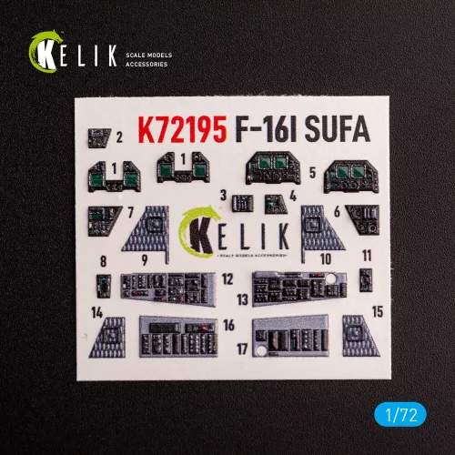 Kelik F-16I - interior 3D decals for Hasegawa kit - 3D belsőtér-részletező matricakészlet