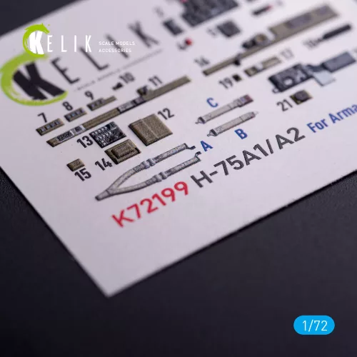 Kelik H-75A1/AR - interior 3D decals for Arma Hobby kit - 3D belsőtér-részletező matricakészlet