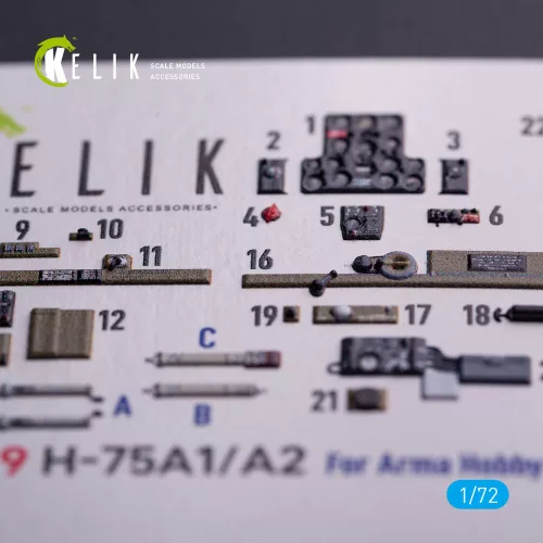 Kelik H-75A1/AR - interior 3D decals for Arma Hobby kit - 3D belsőtér-részletező matricakészlet