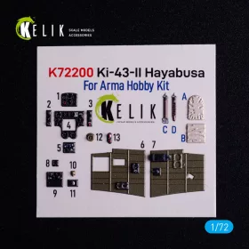   Kelik Ki-43-II Hayabusa - interior 3D decals for Arma Hobby kit - 3D belsőtér-részletező matricakészlet