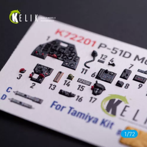 Kelik P-51D Mustang - interior 3D decals for Tamiya kit - 3D belsőtér-részletező matricakészlet