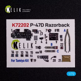   Kelik P-47D Razorback - interior 3D decals for Tamiya kit - 3D belsőtér-részletező matricakészlet