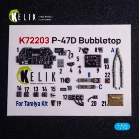   Kelik P-47D Bubbletop - interior 3D decals for Tamiya kit - 3D belsőtér-részletező matricakészlet