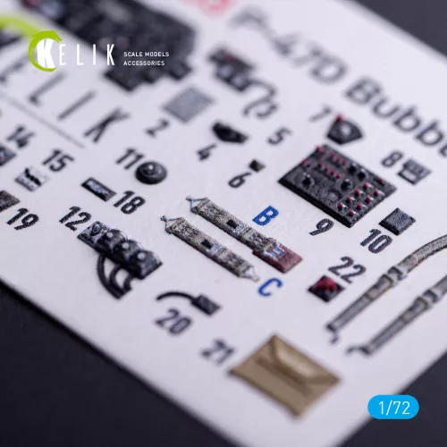 Kelik P-47D Bubbletop - interior 3D decals for Tamiya kit - 3D belsőtér-részletező matricakészlet