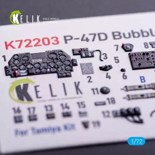 Kelik P-47D Bubbletop - interior 3D decals for Tamiya kit - 3D belsőtér-részletező matricakészlet