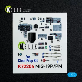   Kelik MiG-19P/PM - interior 3D decals for ClearProp kit - 3D belsőtér-részletező matricakészlet