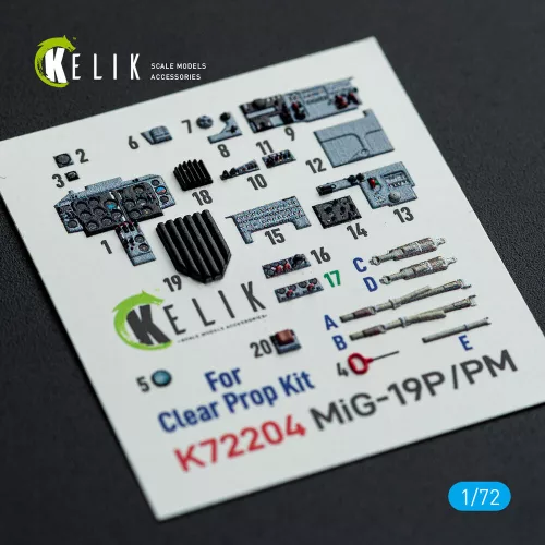 Kelik MiG-19P/PM - interior 3D decals for ClearProp kit - 3D belsőtér-részletező matricakészlet